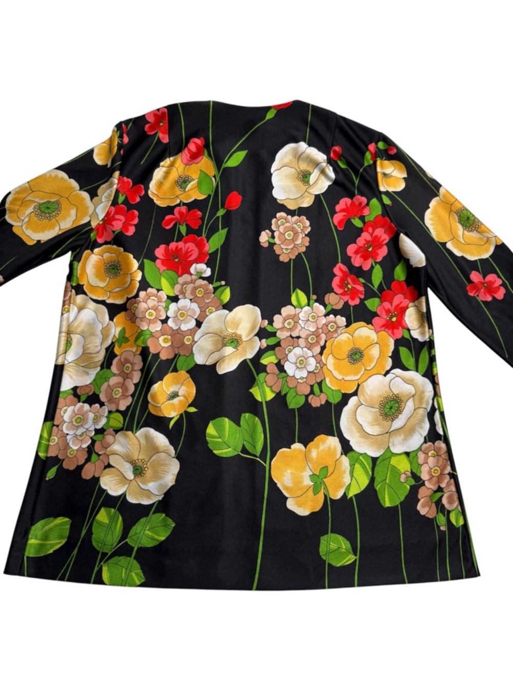 Vintage 70s Anne Fogarty Collectors Items Floral Open Long Sleeve Cardigan Scarf - Picture 8 of 13
